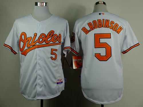 Orioles #5 Brooks Robinson White Cool Base Stitched MLB Jersey - Click Image to Close